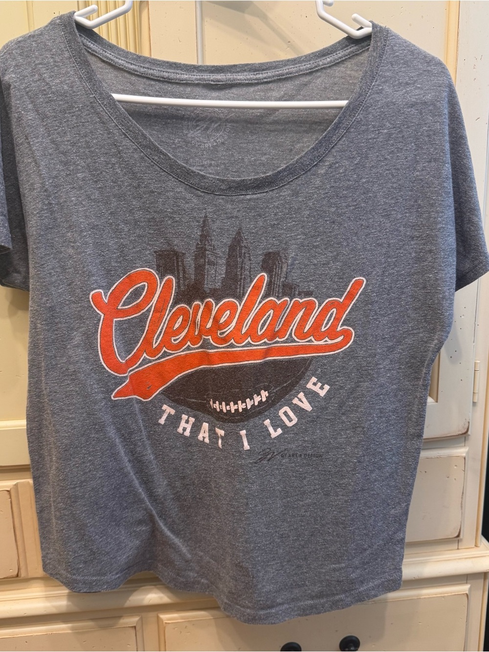 GV Art and Design Grey Off the Shoulder Cleveland Browns Shirt
